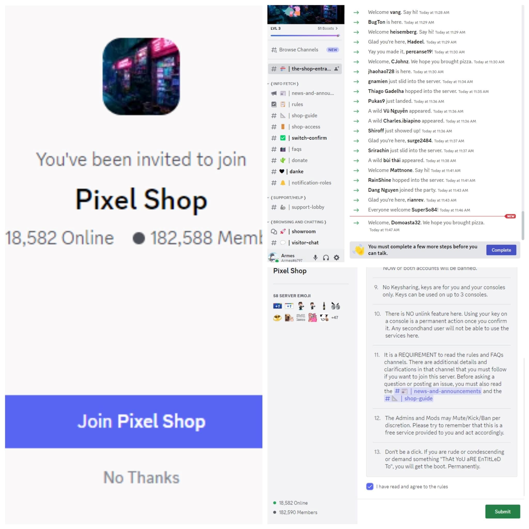 Tham gia server của Pixel Shop thông qua Discord